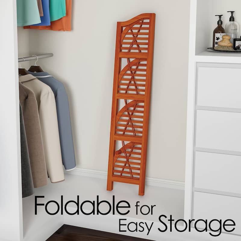 Hastings Home 4-Shelf Corner Bookcase – Foldable