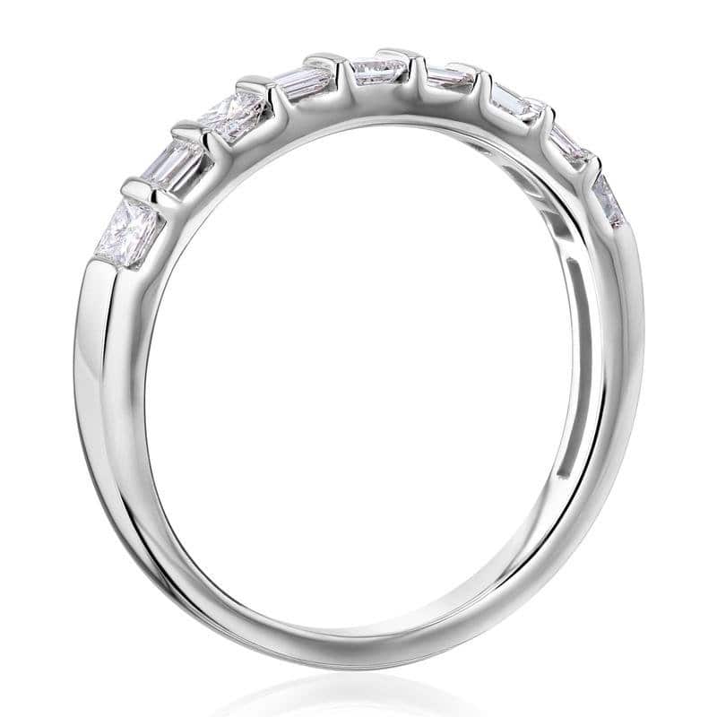 Kobelli 0.33 Carats Natural Diamond 10k Solid White Gold Princess and Baguette Channel Bridget Band