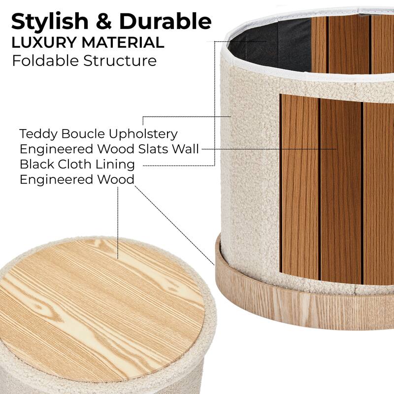 Aria Home Teddy Fabric Ottoman Coffee Table with Hidden Storage