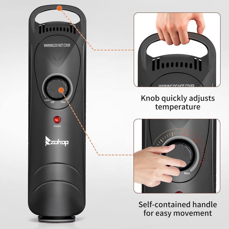 600W Portable Electric Space Heater Oil Filled Radiator Heater