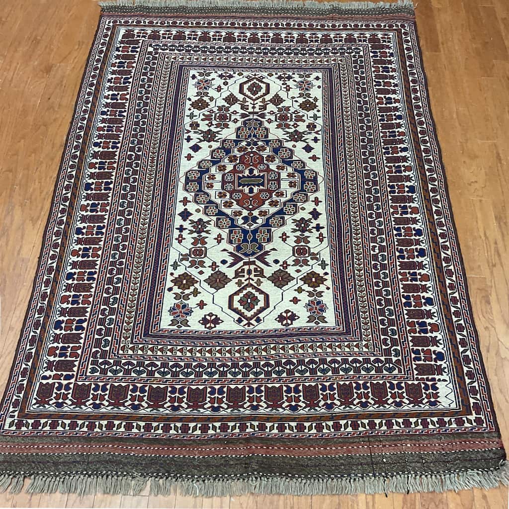 HERAT ORIENTAL Handmade Soumak Wool Rug - 4'11" x 7'2"
