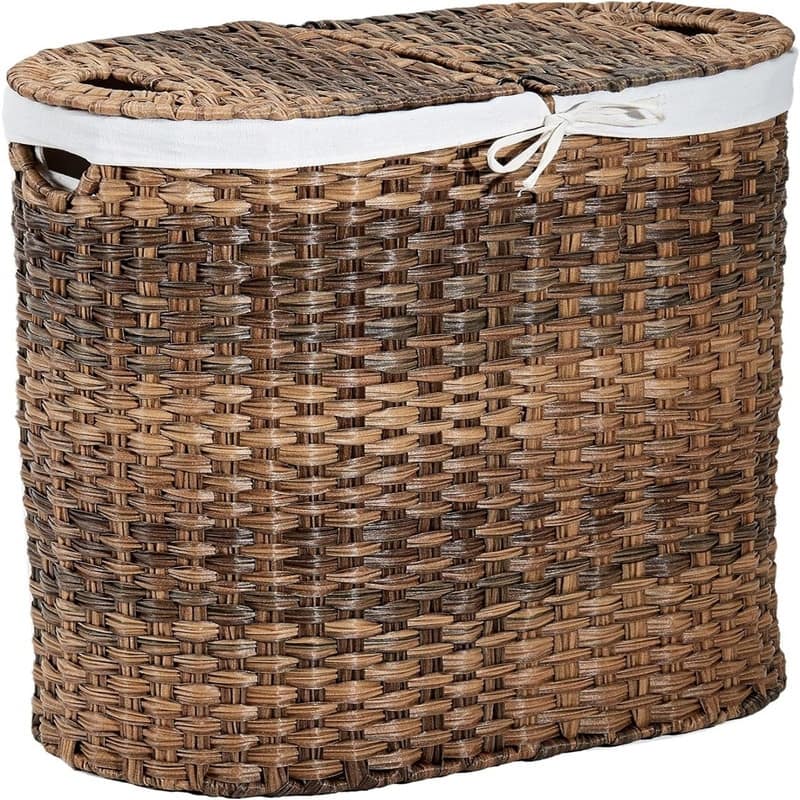 Premium Handwoven Portable Laundry Bin Basket with Carrying Handles - 22.75"L x 13"W x 24"H