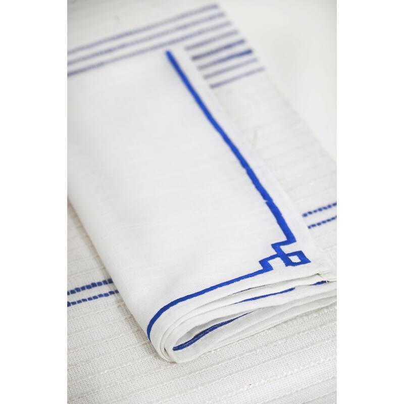 Vibhsa Cotton Napkins set of 4 for Dining Table Blue Embroidered 20"x20"