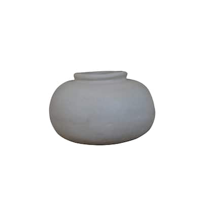 Paper Mache Rotund Pot - Natural White