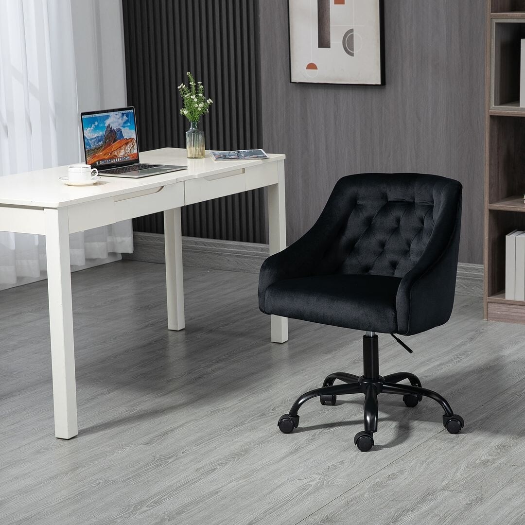 Velvet Upholstered Cushioned Task Chair Velvet Office Swivel