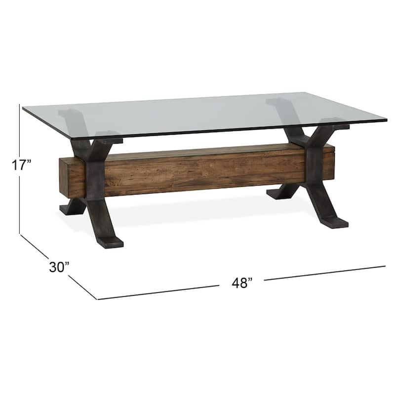 Magnussen Home Sawyer Toasted Nutmeg and Smoked Iron Rectangular Cocktail Table - 47.75''W x 30''D x 17''H
