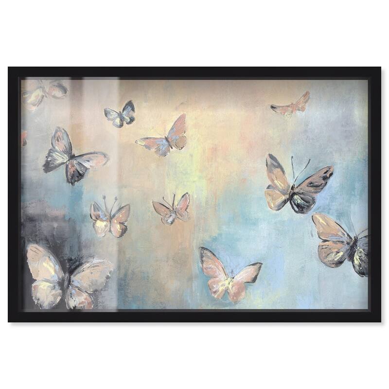 Textured Butterflies I Shadowbox by Art Remedy - Black - 24" x 16"