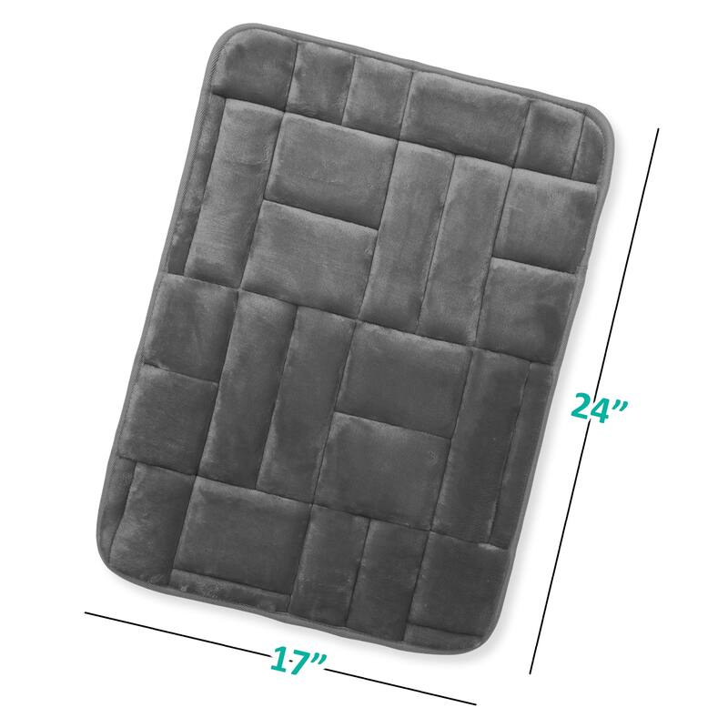 Clara Clark Ultra Soft Non Slip and Absorbent Bath Rug - Tiled Velvet Memory Foam Bath Mat