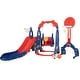 preview thumbnail 10 of 15, 5 in 1 Slide and Swing Playing Set with 2 Basketball Hoops, Football Red