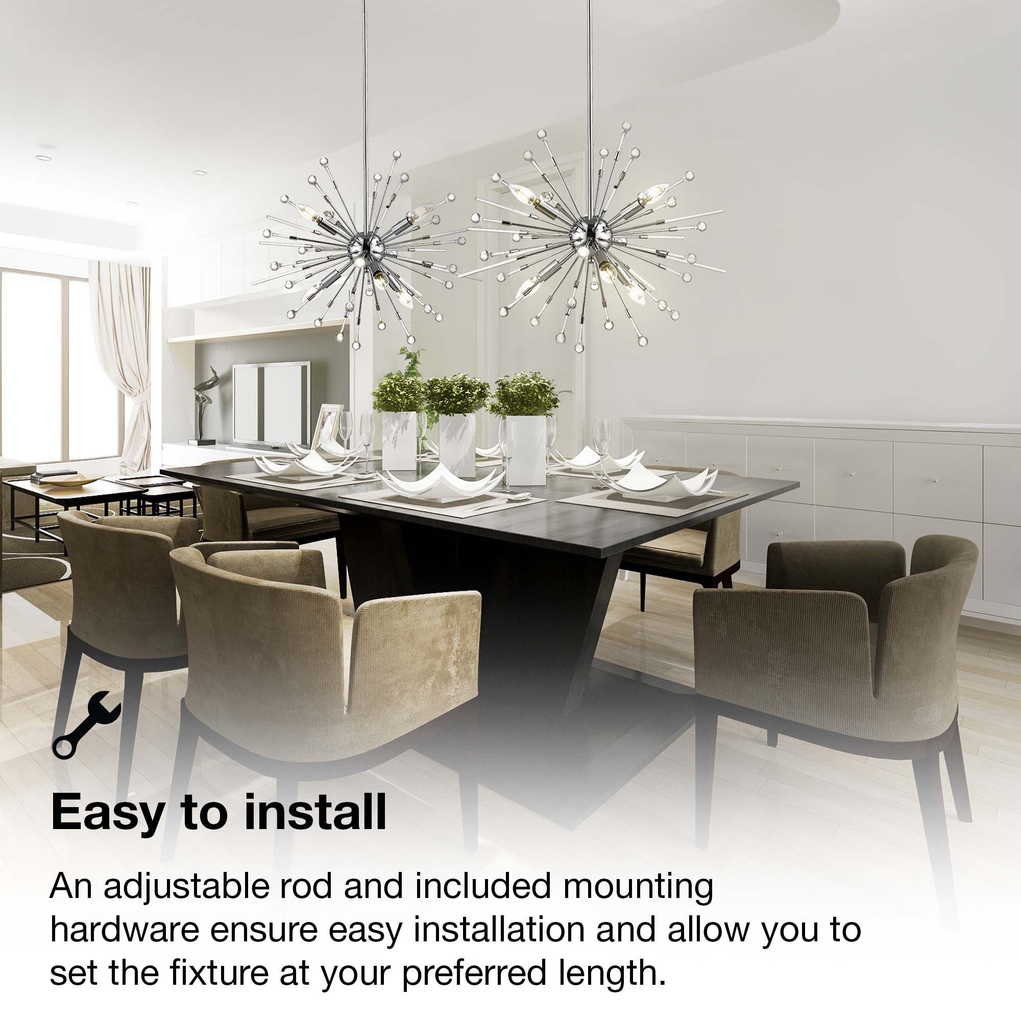 OVE Decors Sophia 6 Light Chandelier in Chrome and Crystal Finish 19.69 H in