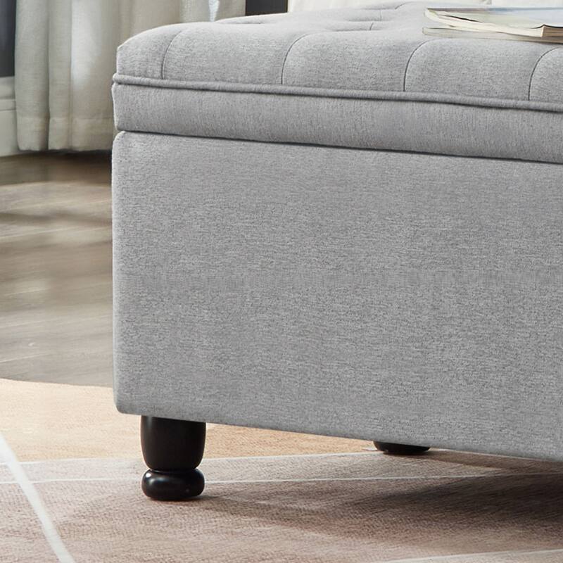 Upholstered Tufted Button Storage Ottoman Bench