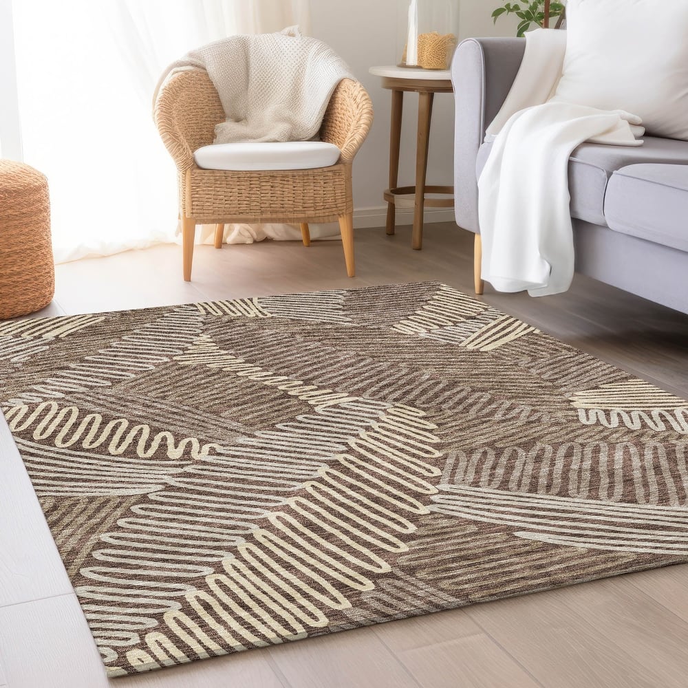 Premium Washable Super Soft Contemporary Leaf Mayfield Rug