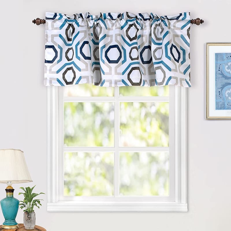 DriftAway Camden Blackout Valance for Kitchen Geometric Lattice Printed Valance
