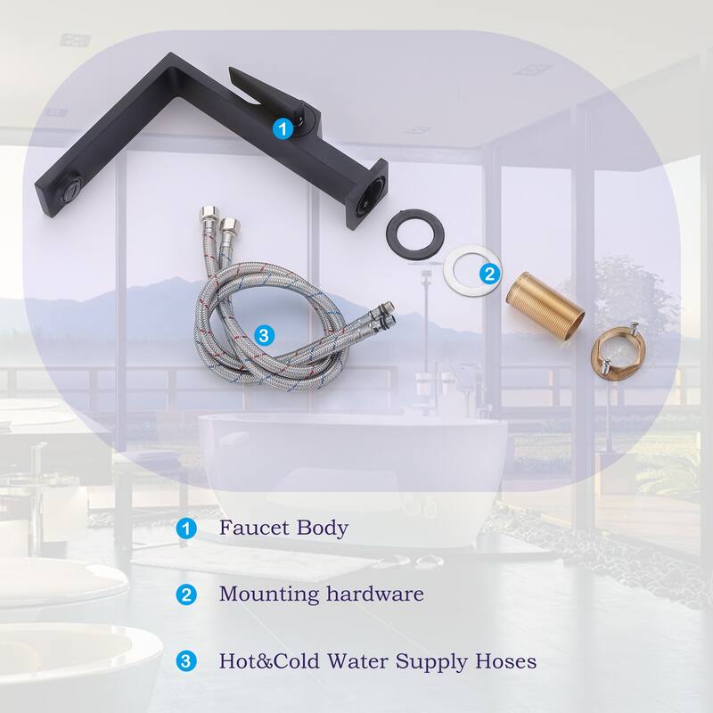 Deck Mounted Right-angle Bathroom Faucet Single Hole with Single Handle, Black/Gold/Grey