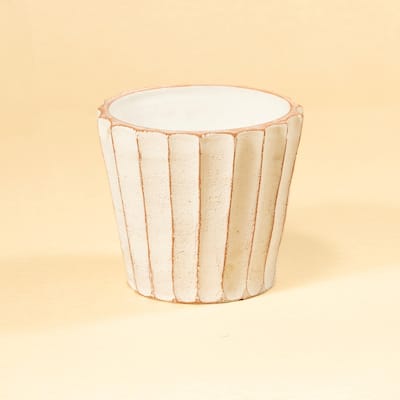Rustic Fluted Tapered Planter - 20" - White