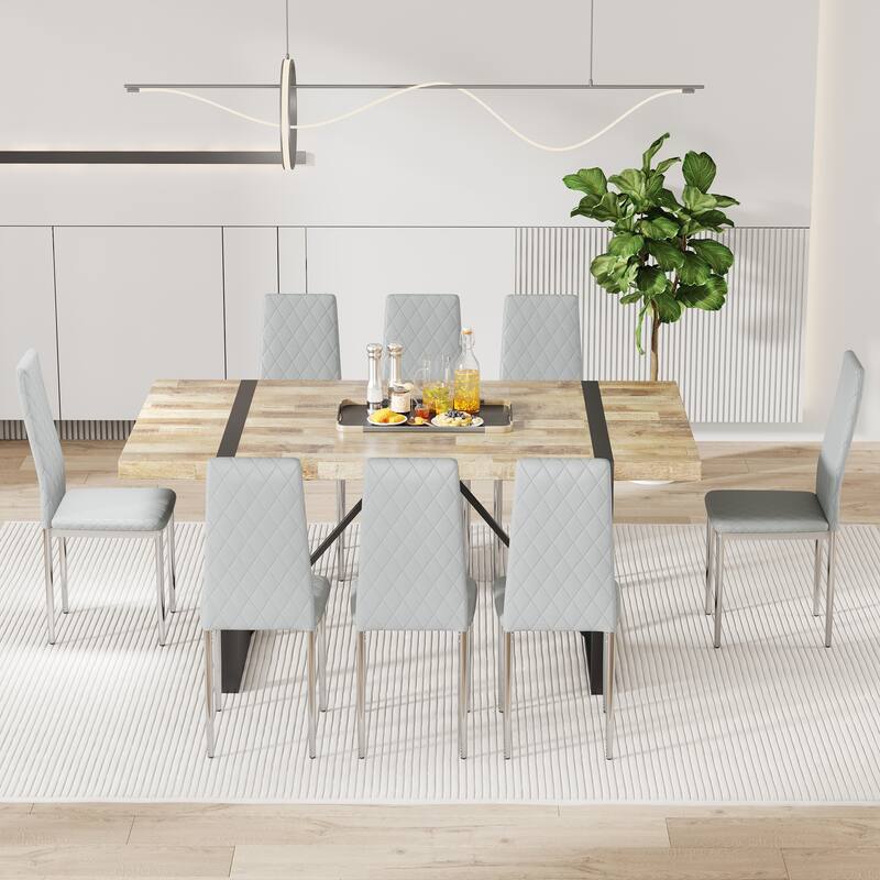 8-Piece Set Dining Chairs, Mid-Back Conference Chairs, 45D High-Density Resilient Sponge Cushion