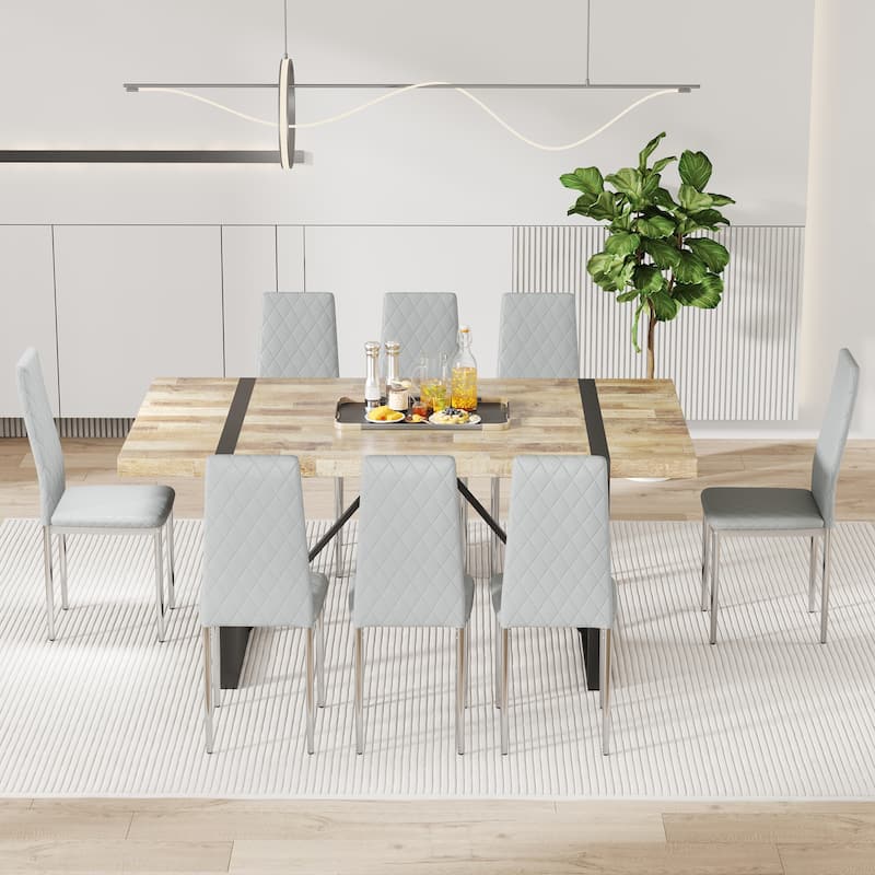 Upholstery Dining Chairs Set of 8 - Light Grey