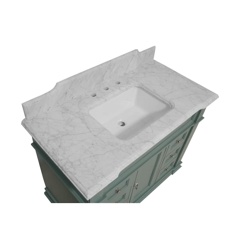 KitchenBathCollection Elizabeth 42" Bathroom Vanity with Carrara Marble Top