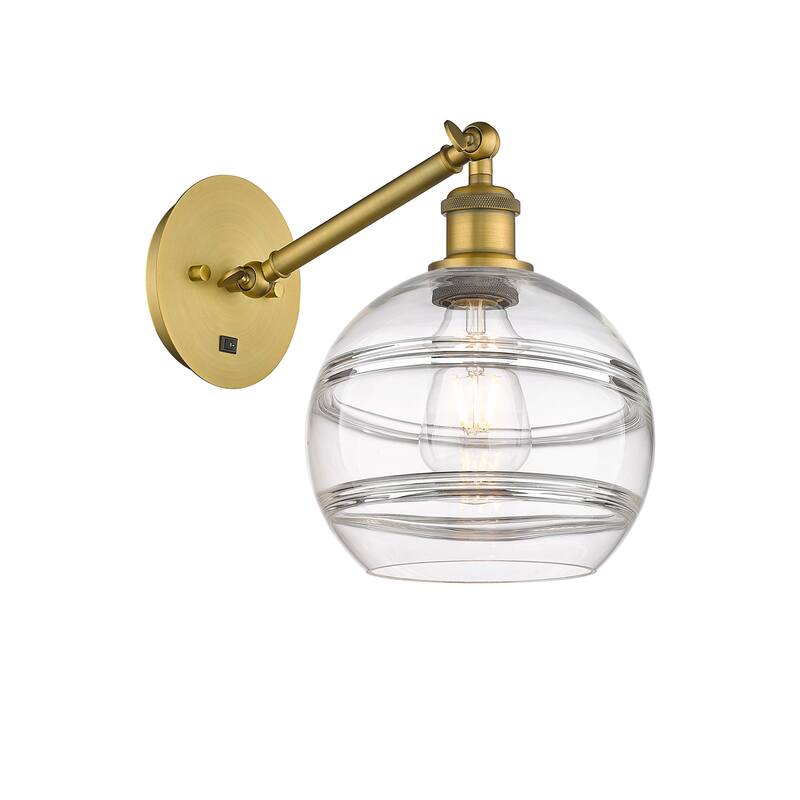 Innovations Lighting 317-1W-10-8 Rochester Sconce Rochester 10" Tall - Brushed Brass / Clear