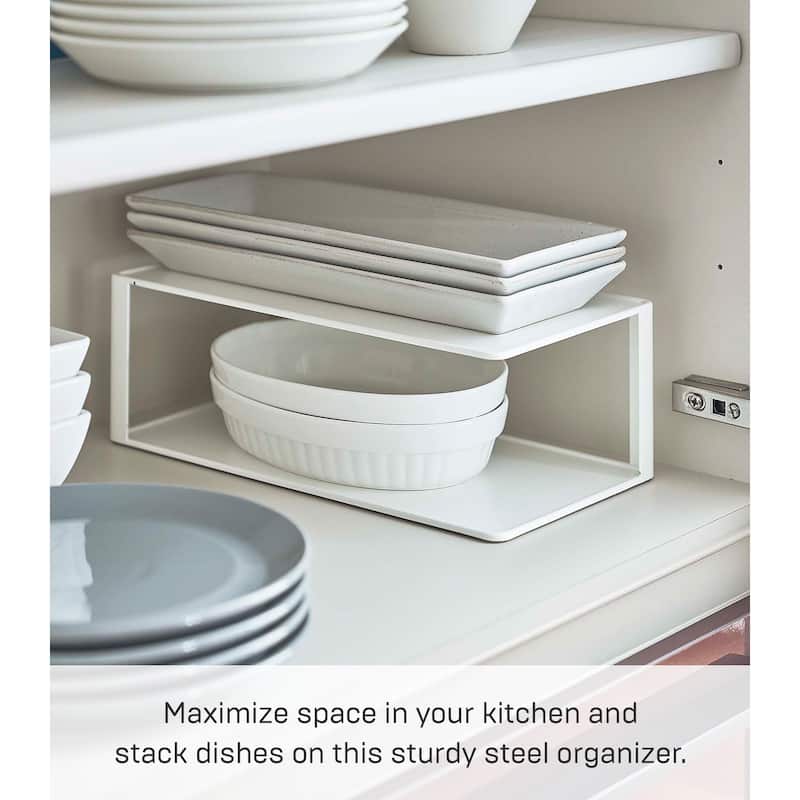 Yamazaki Home Two-Tier Cabinet Organizer, Steel, Holds 5.5 lbs - L 5.91 x W 11.81 x H 3.94 inches