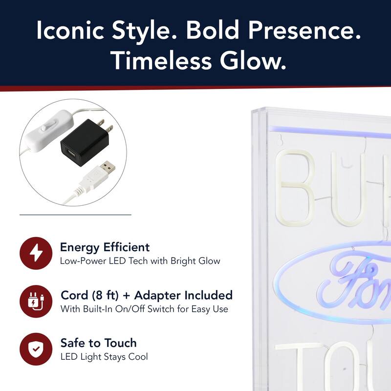 Licensed Ford Built Tough Acrylic LED Wall Decor Sign - 16" x 20" - 16" x 20"
