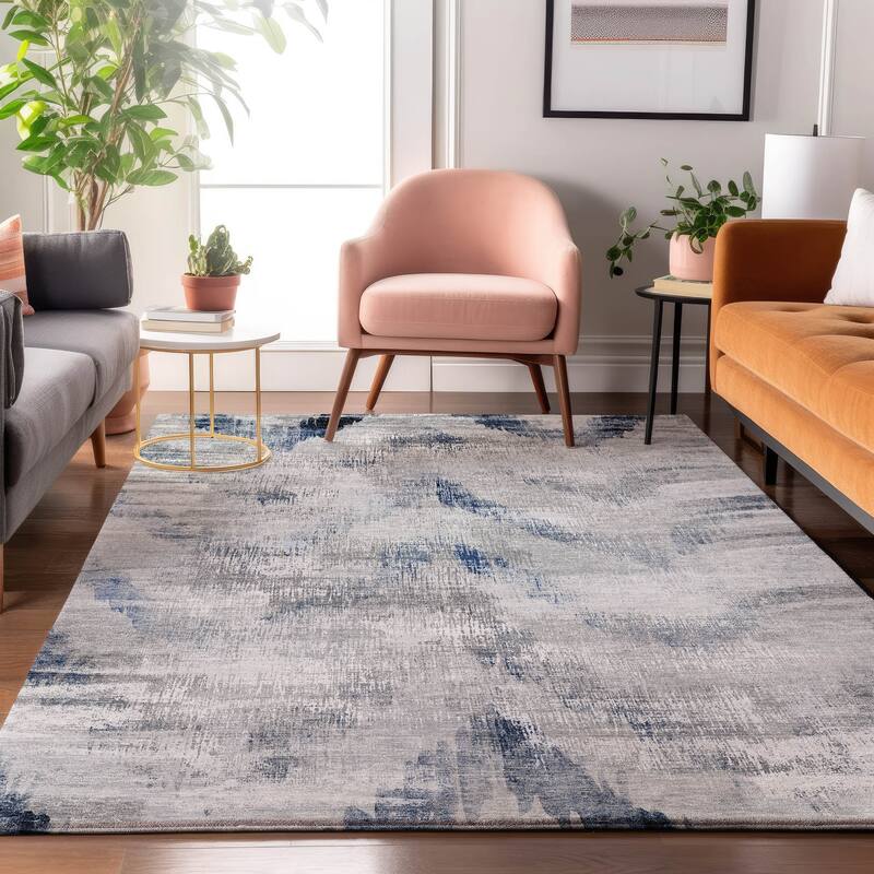 Premium Washable Super Soft Modern Brushstrokes V Mayfield Rug - Gray - 10' x 14' - Rectangle