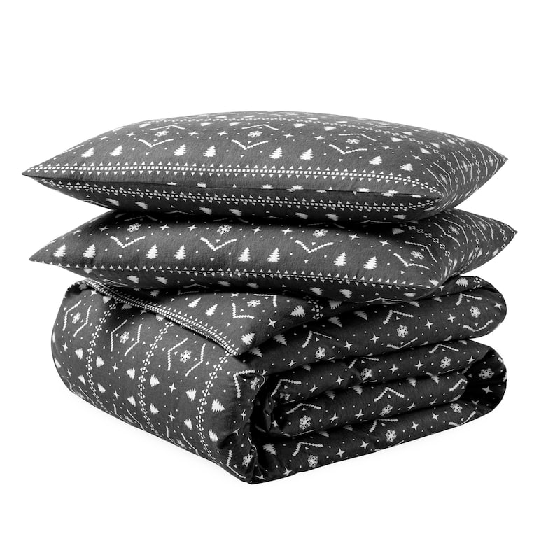 Bare Home Cotton Flannel Duvet Cover and Sham Set