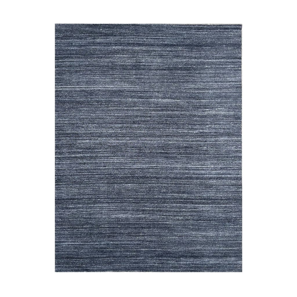 N.Charcoal Hand-Knotted Wool Modern Lori Baft Gabbeh Solid Color Rug, 9' x 12', soft stylish floor accent - L