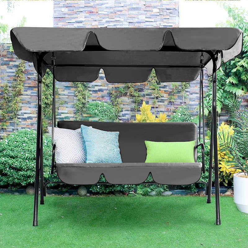 3-Seat Patio Swing Chair, Outdoor Porch Swing Glider