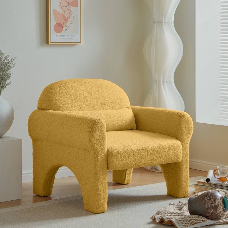 Modern Wool Fabric Accent Single Sofa Loveseat Sets with Lumbar Pillows for Living Room