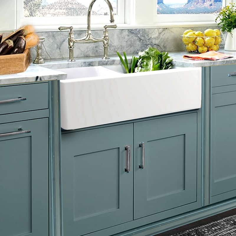 Highpoint Collection Double Bowl Fireclay Farmhouse Sink - 33 x 18 x 10