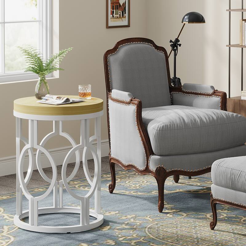 Wood Round End Side Table for Living Room Bedroom