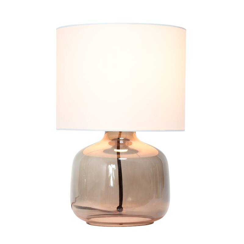 Round Glass Table Lamp with Drum Shade - 13.75" - Smoked Gray and White