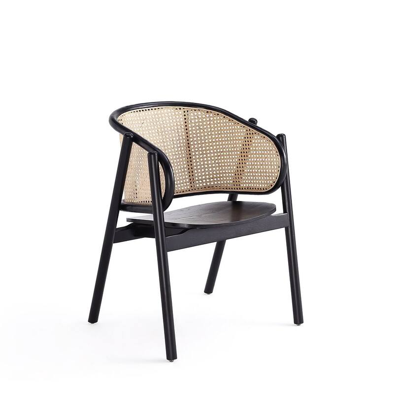 Manhattan Comfort Versailles Armchair in Black and Natural Cane - Black and Natural Cane - Single