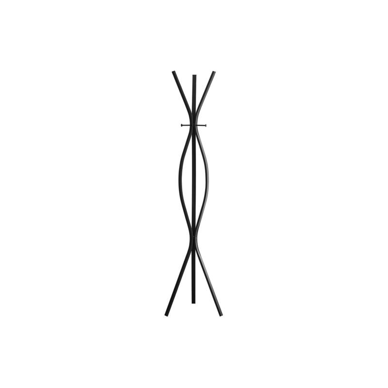 Coat Rack, Hall Tree, Free Standing, 3 Hooks, Entryway, 72"h, Bedroom, Black Metal, Contemporary, Modern - Black