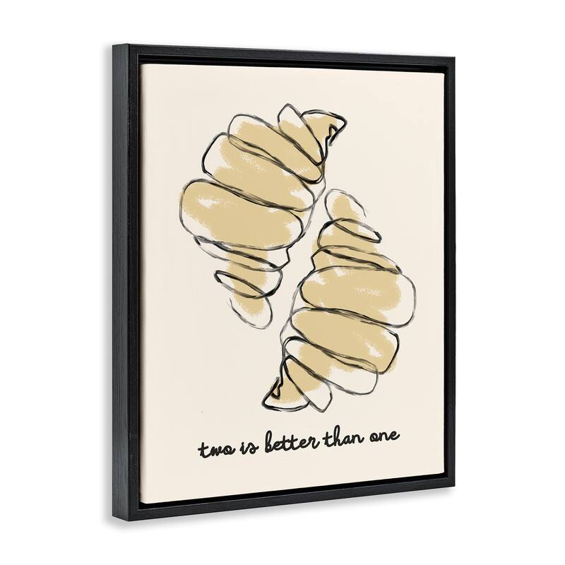 Stupell Croissants with French Phrase Framed Floater Canvas Wall Art Design By Lil' Rue