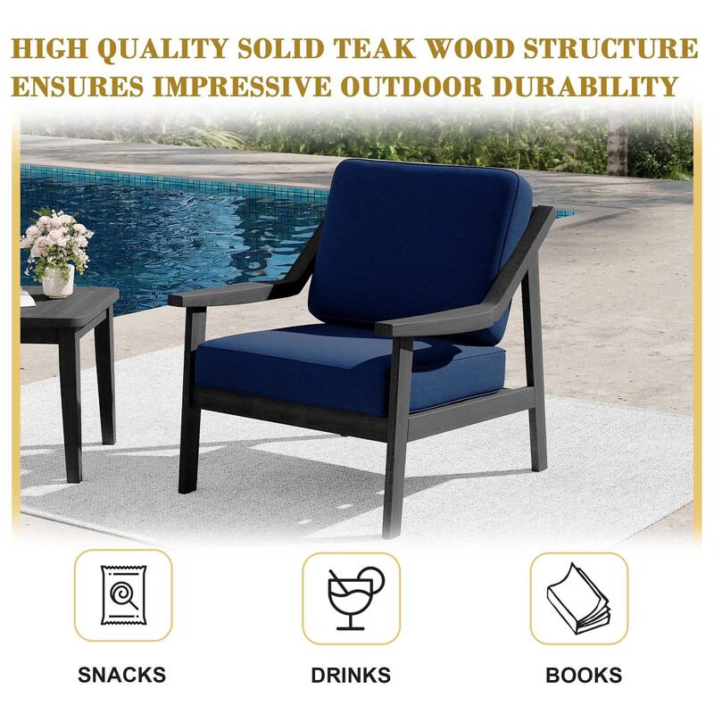 Outdoor Patio Club Chair Arm Lounge Cushion Chair (Set of 2)