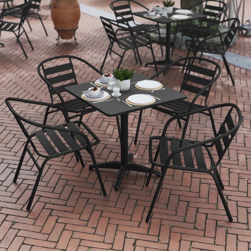 27.5" Square Aluminum Indoor-Outdoor Table Set