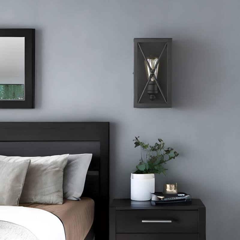 Steel Geometric Wall Sconce with Open Frame Dimmable, Hardwired - 4.5” x 5.5” x 10” (D x W x H)