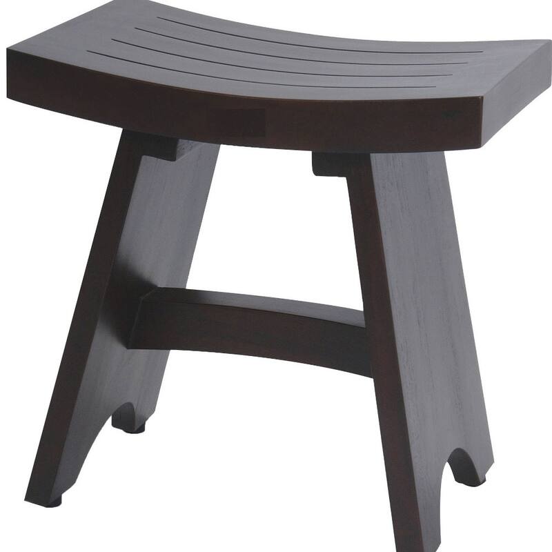 HomeRoots 18" Dark Brown Teak Rectangular Shower Bench