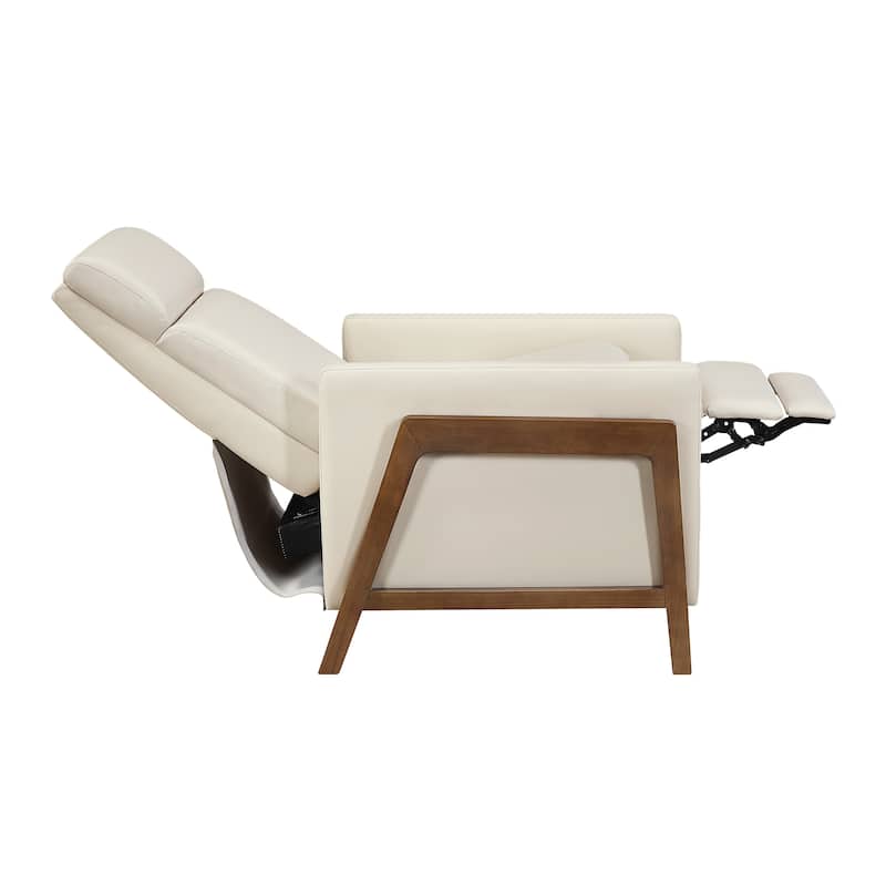 Enzo 29" Faux Leather Push Back Recliner with Exposed Wood Frame