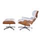 Mid Century Modern Lounge Chair and Ottoman with Real Leather