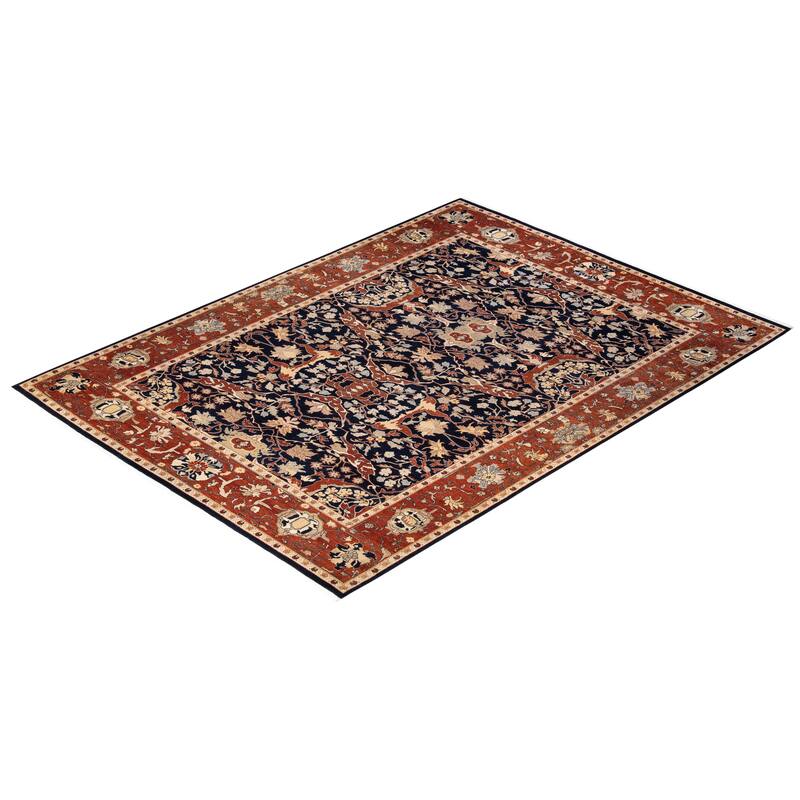 Overton Hand Knotted Wool Vintage Inspired Traditional Mogul Blue Area Rug - 9 x 12