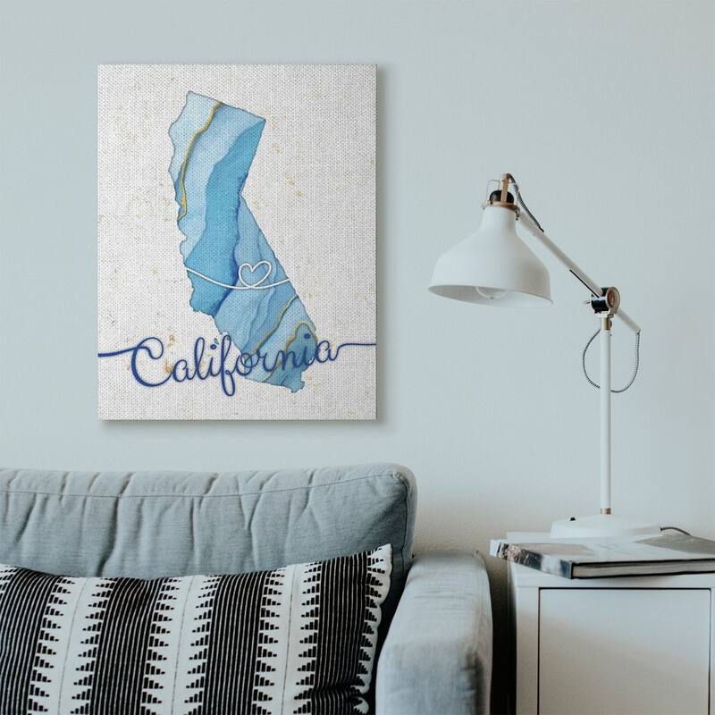 Stupell California Agate Blue US State Design Canvas Wall Art, Proudly Made in USA