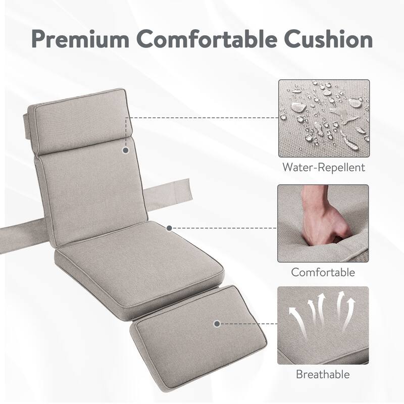 Outdoor Lounge Chairs with Adjustable Brown - Beige