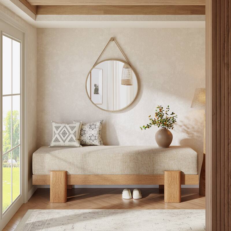 Upholstered Entryway Bench, Modern Shoe Bench, End of Bed Stool Accent Seat for Bedroom, Entrance, Living Room