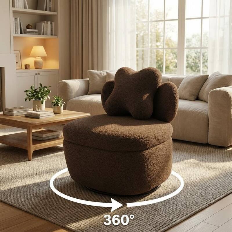 Modern Soft Toy Bear Accent Chair, Soft Boucle Upholstered Lounge Armchair