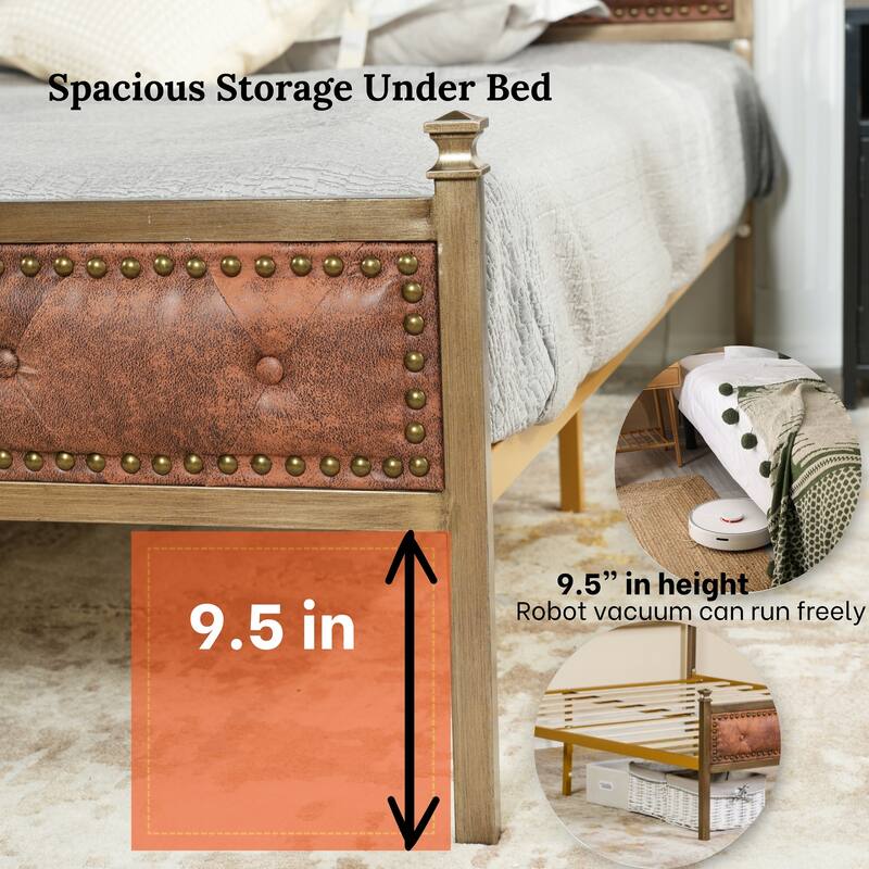 HomyLin Upholstered Platform Bed Frame with Tufted Headboard, No Box Spring Needed