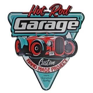 iH casadécor IH Casa Decor Embossed Metal Wall Sign Motor Head Garage