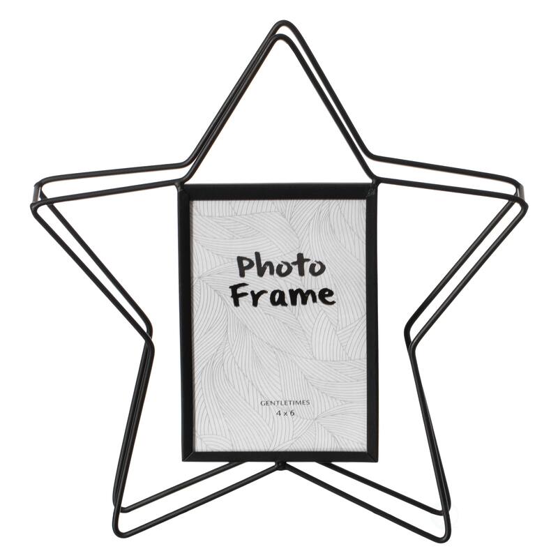Modern Star Shape Black Metal Decor Photo Frame for Tabletop Display